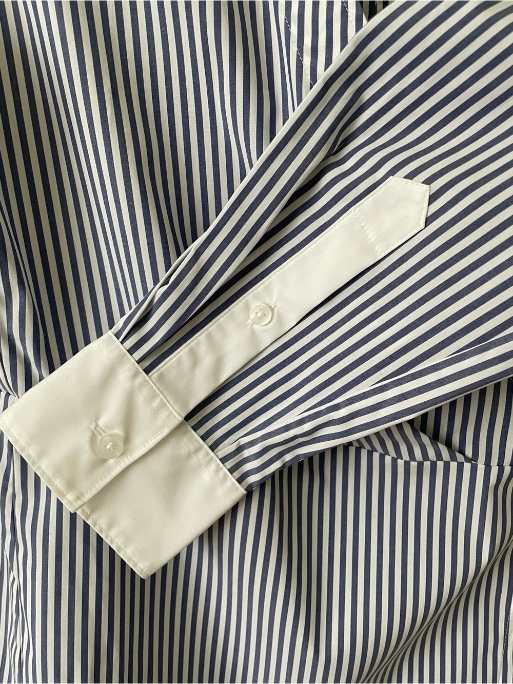 NEW SPANX Blue White Striped Wrap Shirt Dress Long Sleeve Stretch Cotton, Size S - Picture 3 of 14